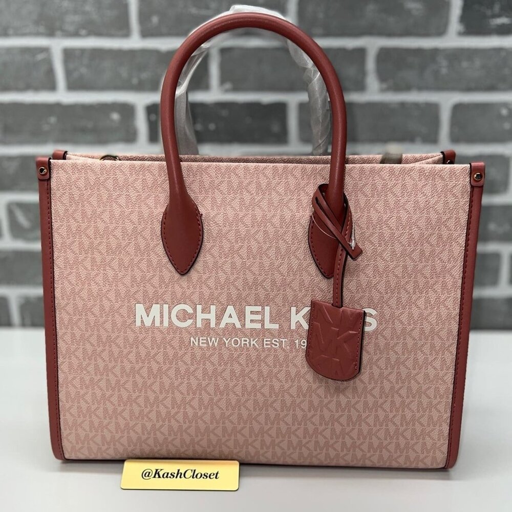 Michael Kors mirella tote medium MK signature purse DK powder blush multi